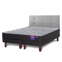 Cama Europea Therapedic Plus King x 2.00mt Base Dividida + Respaldo Royal Gris
