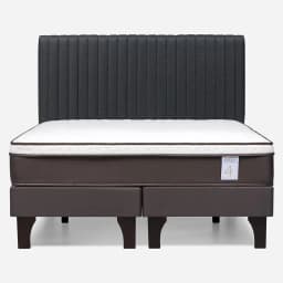 Cama Europea New Style 4 Plus Plus 2 Plazas x 2.00 mt Base Dividida + Respaldo Lucio Grafito