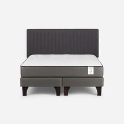 Cama Europea New Style 2 Plus Plus 2 Plazas x 2.00 mt Base Dividida + Respaldo Lucio Grafito