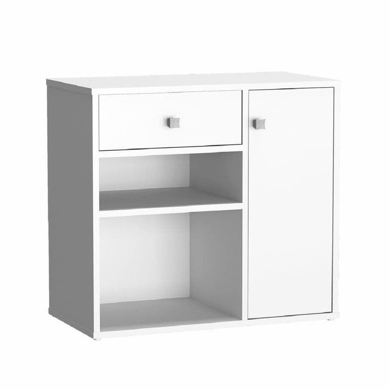 Mueble Multiuso Con Puerta Y Cajon Blanco Ravena Emovell