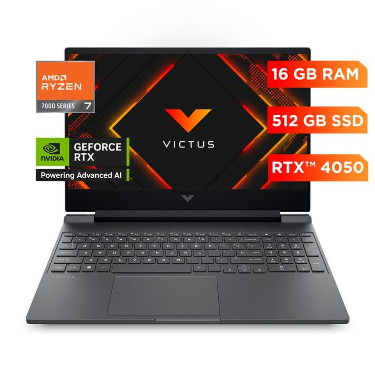 Notebook Gamer Victus 15-FB3027LA AMD Ryzen 7 16GB RAM DDR5 NVIDIA RTX 4050 512GB SSD Gen4 15,6" FHD