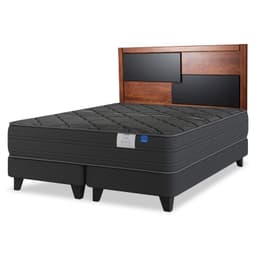 Cama Europea Black 2 Plazas x 2.00mt Base Dividida + Respaldo Colonia