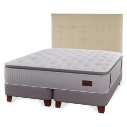 Cama Europea Heritage 2 Plazas x 2.00mt Base Dividida + Respaldo Design Crudo