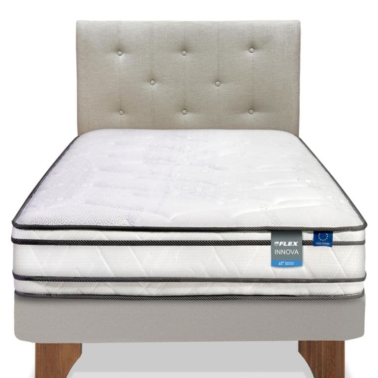 Cama Europea Innova 1.5 Plazas x 2.00mt + Respaldo Almendra