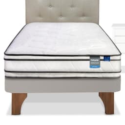 Cama Europea Innova 1.5 Plazas x 2.00mt + Respaldo + 1 Velador Almendra