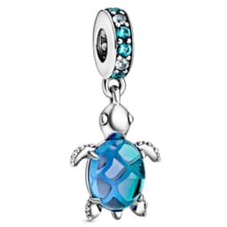 Charm Colgante En Plata Tortuga Marina Cristales Mujer