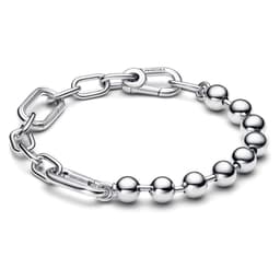 Pulsera De Eslabones Y Cuentas En Plata Mujer 20