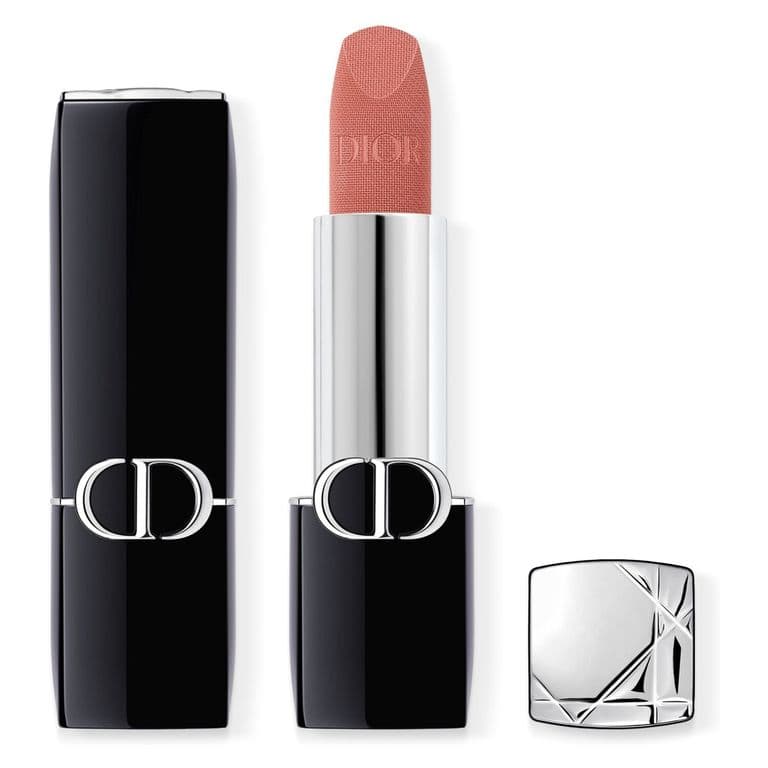 Labial Rouge Dior - Barra de labios larga duracion, tratamiento hidratante - acabado aterciopelado 100 Nude Look acabado aterciopelado