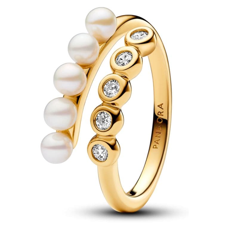 Anillo Abierto Perlas Y Gemas Mujer 52