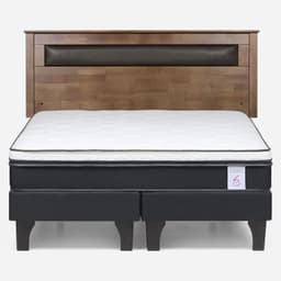 Cama Europea New Style 6 2 Plazas x 2.00 mt Base Dividida + Respaldo Ferrara Taffy