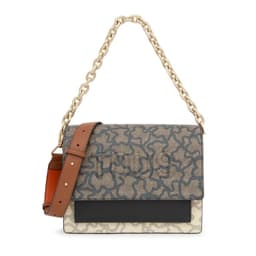 Bandolera Mediana Audree Chain Negra Y Beige Kaos Icon