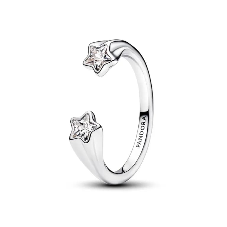 Anillo Abierto Estrellas Fugaces Mujer Gris 54