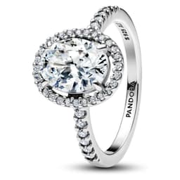 Anillo Halo Ovalado Brillante Mujer GRIS PLATEADO 040 54