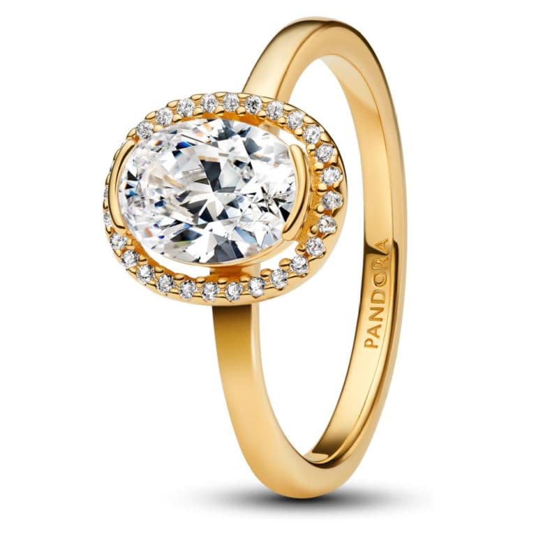 Anillo Halo Ovalado Brillante Mujer 54