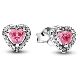 Aretes de Boton Corazon Rosa Mujer