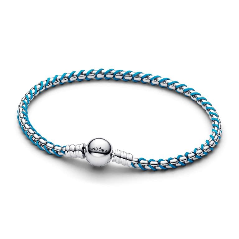 Brazalete Cadena Caja Cordon Azul Mujer 16