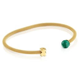 Pulsera Esclava De Acero Dorado Y Malaquita Icon Mesh