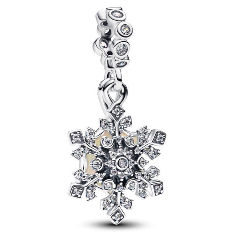 Charm Colgante Doble Copo De Nieve Opalescente Mujer