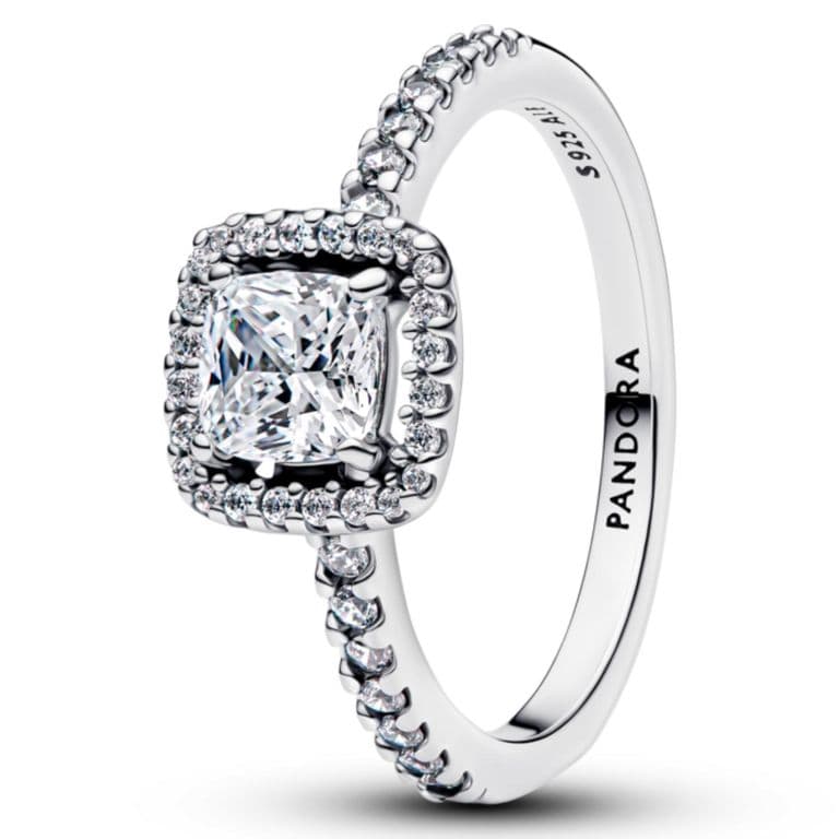 Anillo Halo Cuadrado Brillante Mujer 50