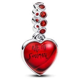 Charm Colgante Doble Corazon Rojo de Cristal Murano Mujer