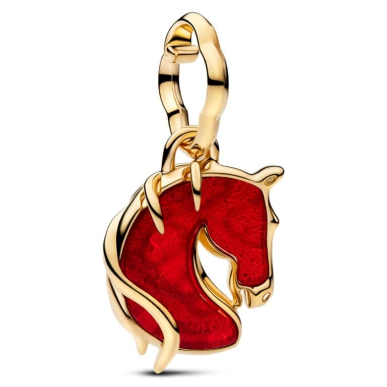 Charm Colgante Caballo Rojo Fuego en Cristal Murano Mujer