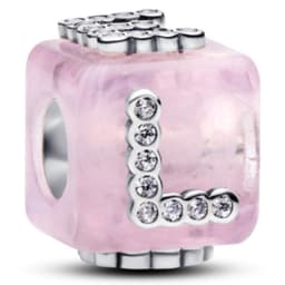 Charm Cubo de Amor de Cristal Murano Rosado Mujer