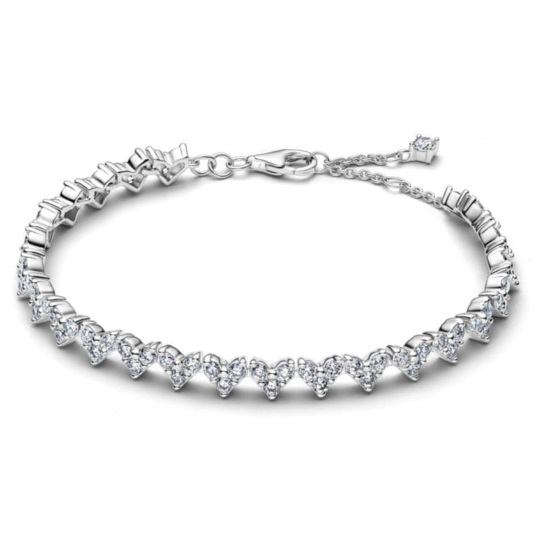 Brazalete Corazon con Tres Piedras Plateado 16