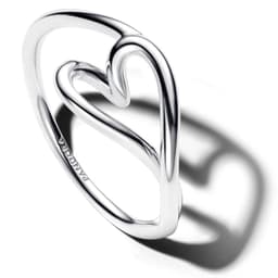 Anillo Pequeno Corazon con Forma Organica Plateado 48