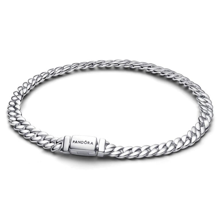 Brazalete de Cadena Cubana Plateado 16
