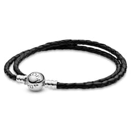 Brazalete Doble de Cuero Negro Moments 41