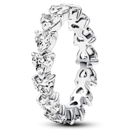 Anillo Eternidad Hilera De Corazones Mujer PLATA 48