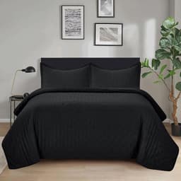 Cubrecama Quilt Roma Con Fundas De Almohada Negro 2 PLAZAS