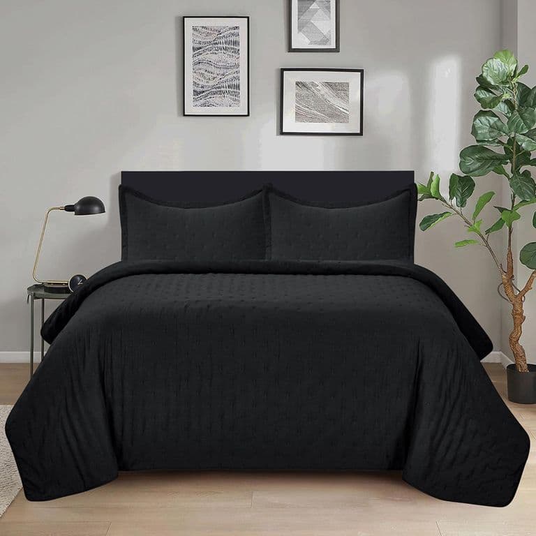 Cubrecama Quilt Roma Con Fundas De Almohada Negro 2 PLAZAS