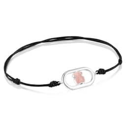 Pulsera de Nylon Negro de Plata y Cuarzo Camille Mujer