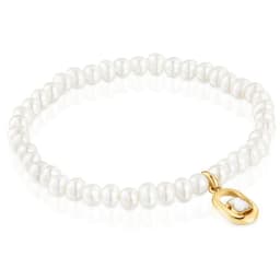 Pulsera Elastica con Nacar y Bano de Oro 18 Kt Sobre Plata Camille Mujer