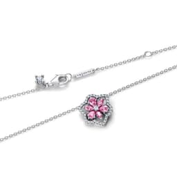 Collar con Colgante Estilo Herbario Rosado Brillante Mujer