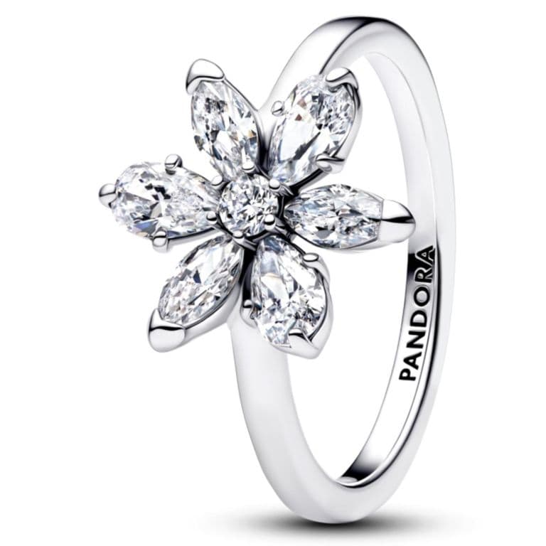 Anillo Coctel de Flores Estilo Herbario Brillante Mujer 50