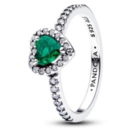 Anillo Corazon Elevado Verde Real Mujer 50