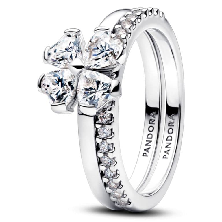 Anillo Divisible Trebol de la Suerte Brillante Mujer 50