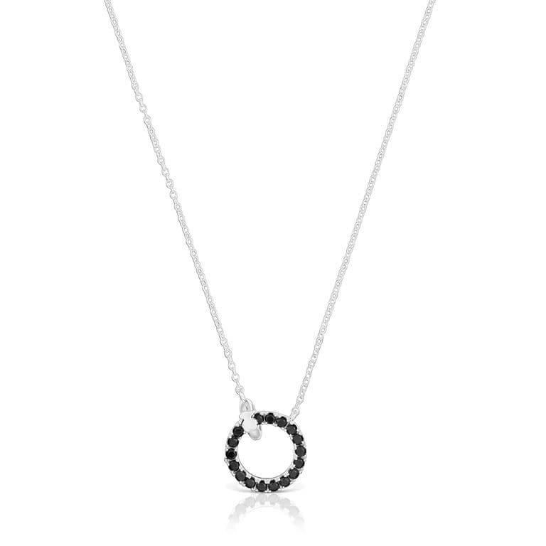 Collar De Plata Y Espinela Negra Straight