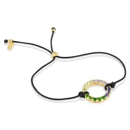 Pulsera Con Bano De Oro 18 Kt Sobre Plata, Gemas Y Nylon Negro Straight