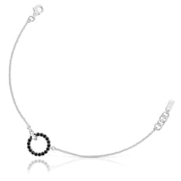 Pulsera Cadena De Plata Y Espinela Negra Straight