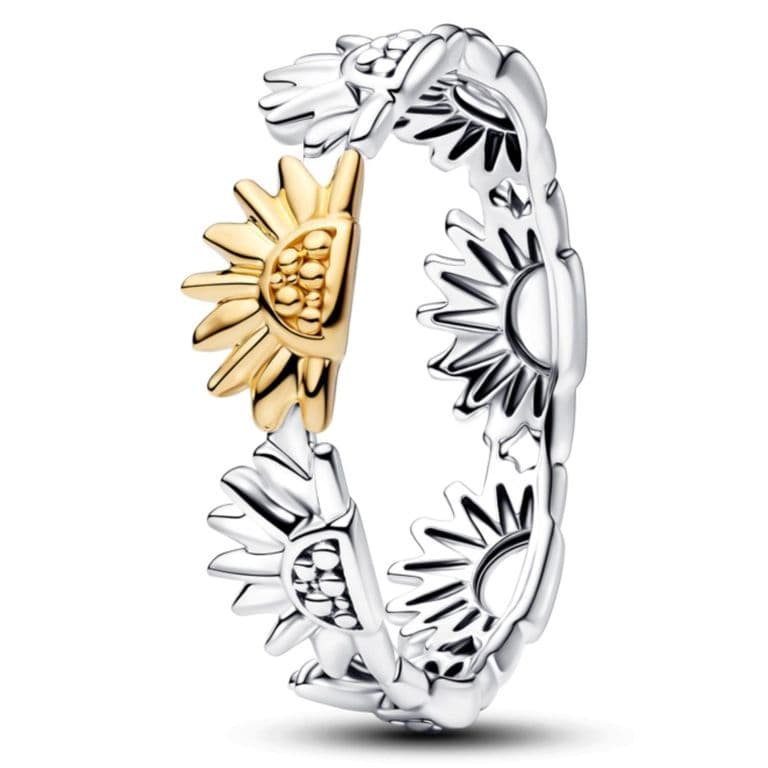 Anillo Girasol En Banda De Dos Tonos 48