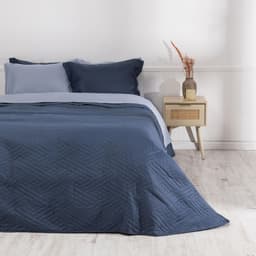 Juego de Cama Liso: Cubrecama + Sabanas + Fundas Azul KING