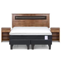 Cama 2 Plazas Europea New Style 6 + Respaldo + 2 Veladores