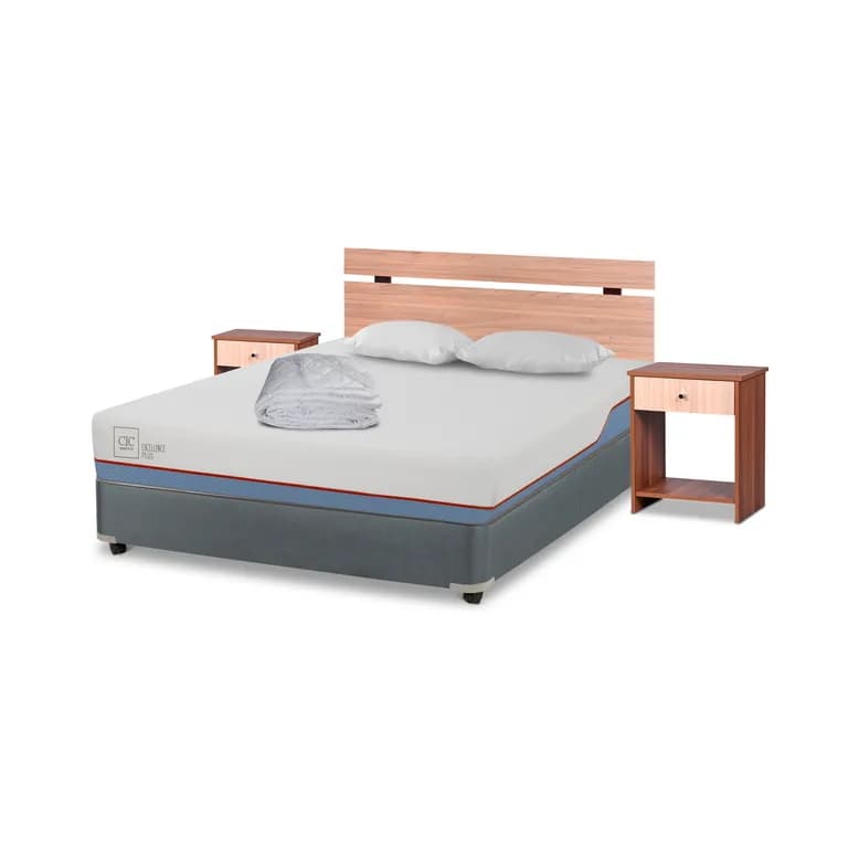 Cama Americana Excellence Full + Muebles Olmo + Almohada + Plumon