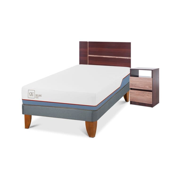 Cama Europea Excellence Plus 1.5 Plazas + Muebles