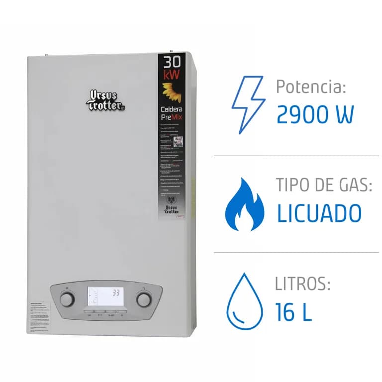 Caldera de Condensacion Gas Licuado 16 Litros 2900 W de Muro
