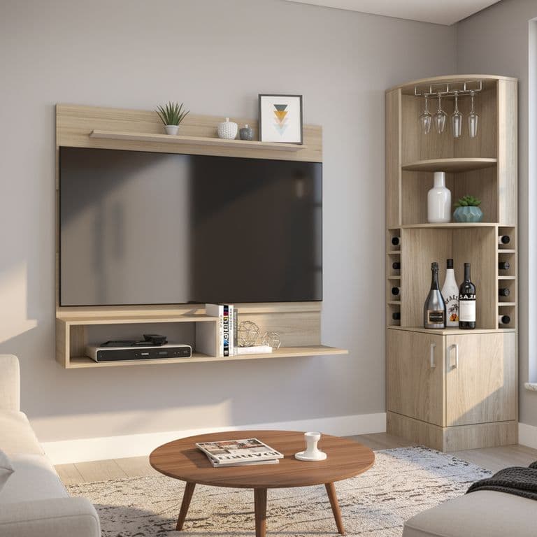 Combo Bar Esquinero + Panel TV 55" Rovere
