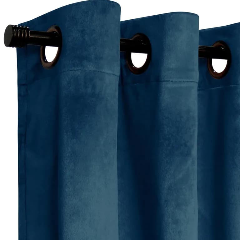 Set Cortinas Velvet Tela 140x220 cm Azul Azul